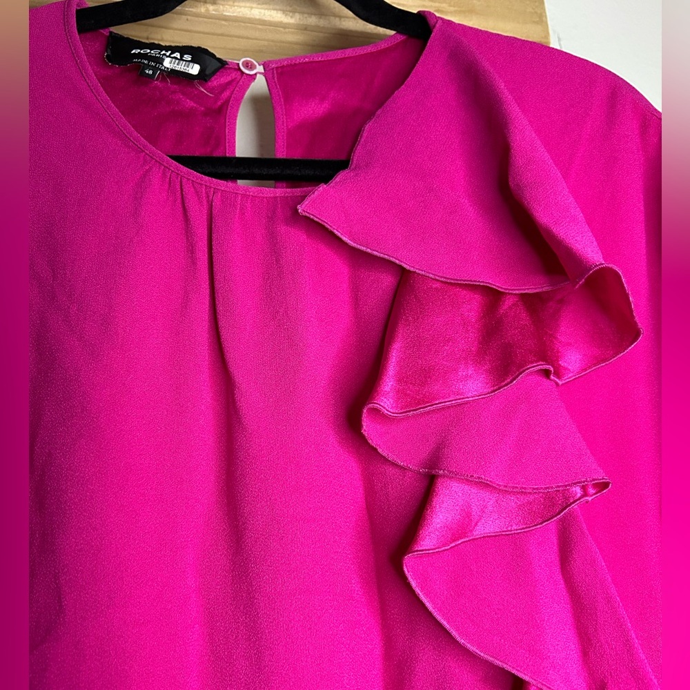 EUC RTR ROCHAS PARIS RUFFLE TOP WITH BACK KEYHOLE DETAIL FR48 - Picture 5 of 8